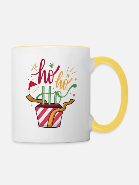 ho ho Ho - Tasse zweifarbig - Weiß/Gelb