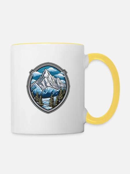 berge 2 - Tasse zweifarbig - Weiß/Gelb