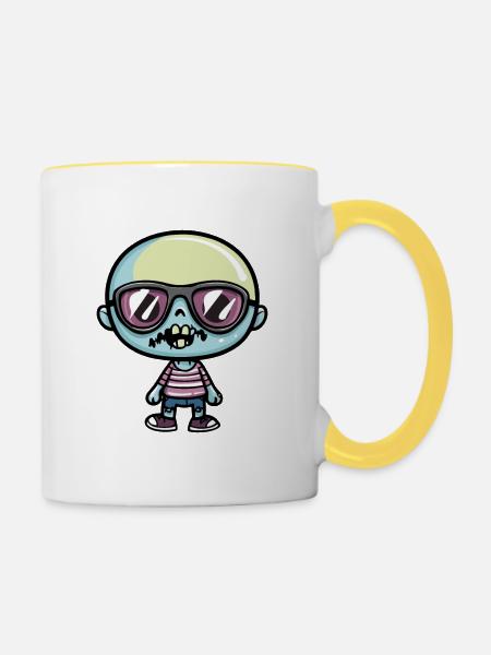 Zombie Halloween Cool - Tasse zweifarbig - Weiß/Gelb