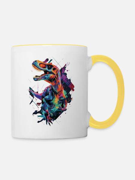 Dinosaurier - Tasse zweifarbig - Weiß/Gelb