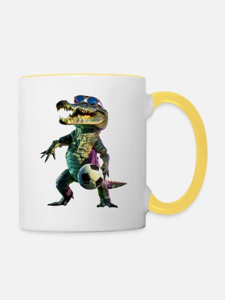 Krokodil - Tasse zweifarbig - Weiß/Gelb