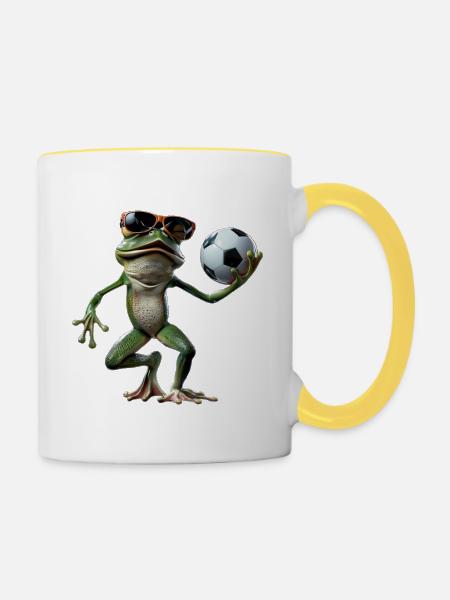 Frosch - Tasse zweifarbig - Weiß/Gelb