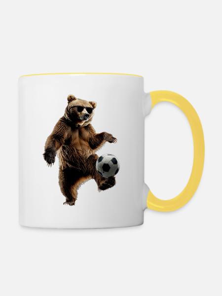 Grizzlybär - Tasse zweifarbig - Weiß/Gelb