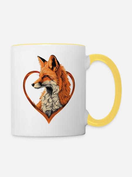 Fuchs - Tasse zweifarbig - Weiß/Gelb