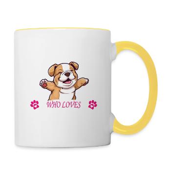 Pug Love Girl - Contrasting Mug - white/yellow - Right