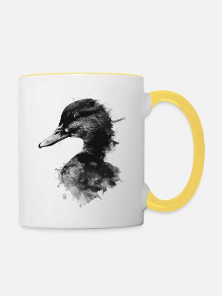 Ente - Tasse zweifarbig - Weiß/Gelb