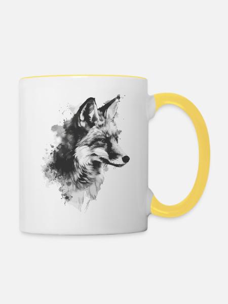 Fuchs - Tasse zweifarbig - Weiß/Gelb