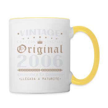 Cadeau d’anniversaire Vinatge 2006 - Mug contrasté - blanc/jaune - Droite