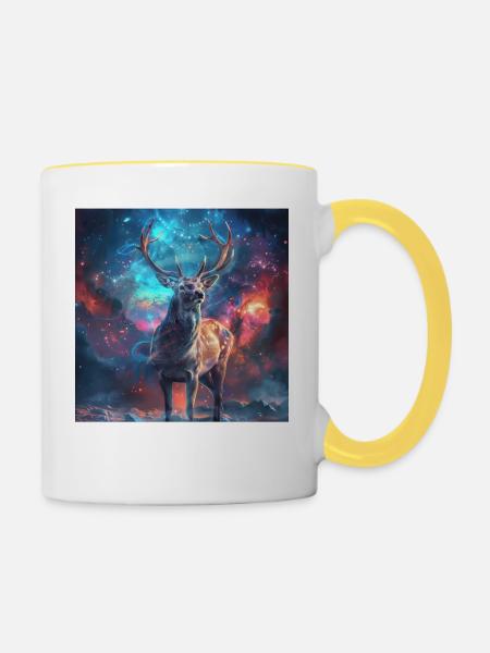 Reh - Tasse zweifarbig - Weiß/Gelb