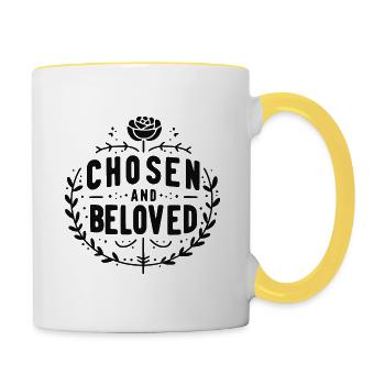 Auserwählt und geliebt - Tasse zweifarbig - Weiß/Gelb - Rechts