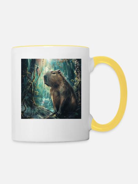 Wasserschwein - Tasse zweifarbig - Weiß/Gelb
