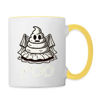 Lustiges Kackhaufen Gespenst Poo Anstatt Boo - Tasse zweifarbig - Weiß/Gelb - Rechts