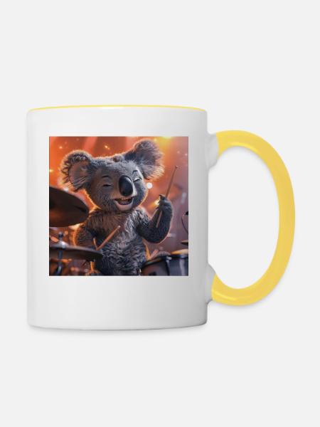 Koala - Tasse zweifarbig - Weiß/Gelb