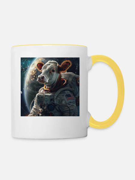 Kuh - Tasse zweifarbig - Weiß/Gelb