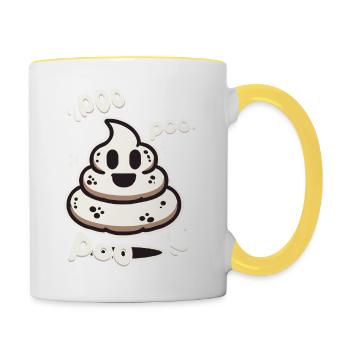 Lustiges Kackhaufen Gespenst Poo Anstatt Boo - Tasse zweifarbig - Weiß/Gelb - Rechts