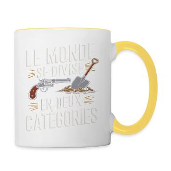Le monde se divise en deux catégories - Mug contrasté - blanc/jaune - Droite