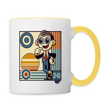 Retro Cartoon Gentleman in the Style of 20s Deco Art - Contrasting Mug - white/yellow - Right