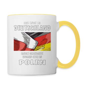 POLAND GERMANY I LIVE IN - Contrasting Mug - white/yellow - Right