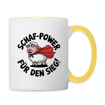 Lustiger Schaf Brettspiel Spruch - Tasse zweifarbig - Weiß/Gelb - Rechts