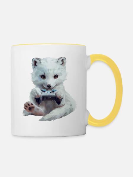 Polarfuchs - Tasse zweifarbig - Weiß/Gelb