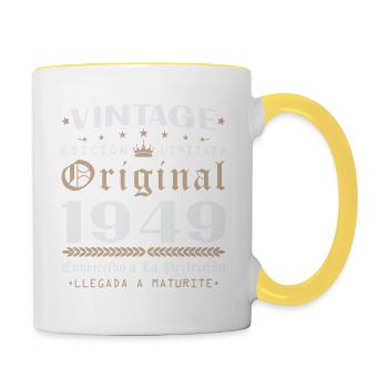 Cadeau d'anniversaire Vinatge 1949 - Mug contrasté - blanc/jaune - Droite
