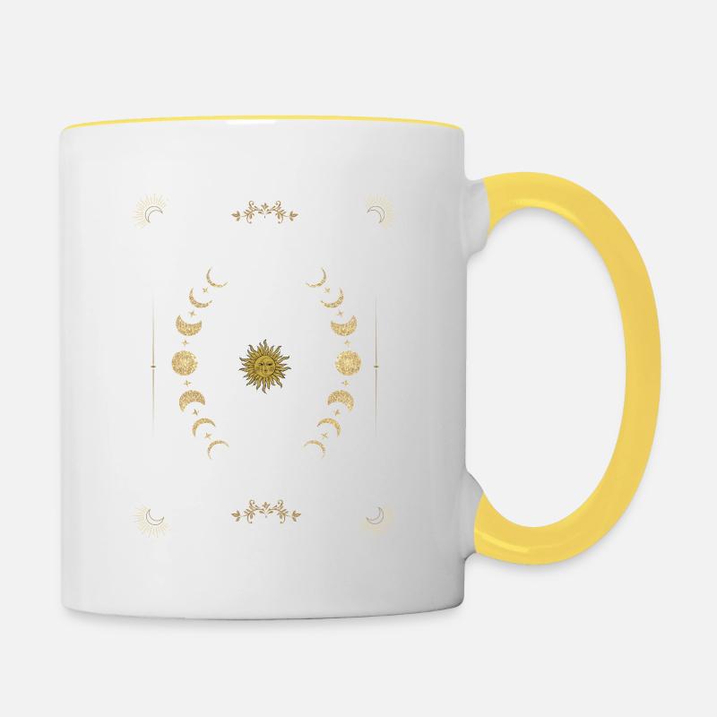 Conception du zodiaque mystique pour les amateurs d’astrologie - Mug contrasté - blanc/jaune
