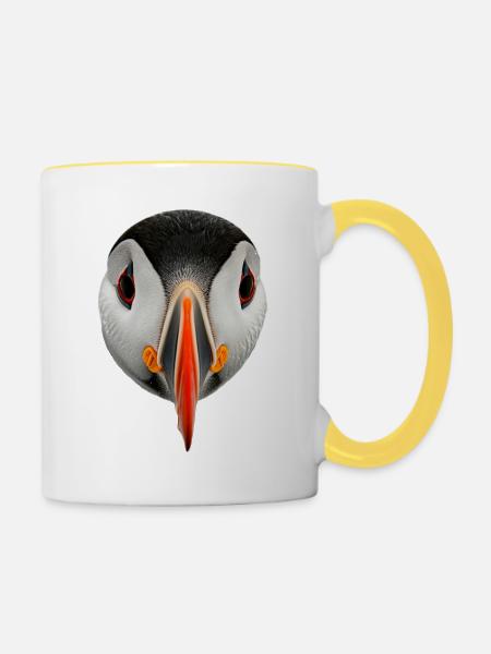 Papageitaucher - Tasse zweifarbig - Weiß/Gelb