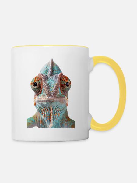 Chamäleon - Tasse zweifarbig - Weiß/Gelb