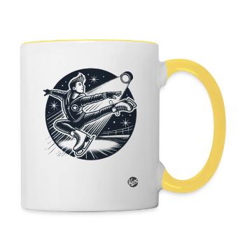 Boy skating in the spotlight - Contrasting Mug - white/yellow - Right