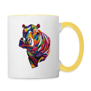 Hippopotame - Mug contrasté - blanc/jaune - Droite