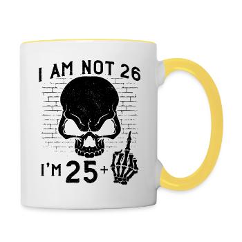 I Am 25 Plus Middle Finger - 26th Birthday - Contrasting Mug - white/yellow - Right