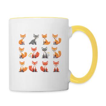 Viele Fuchsarten - Welt der Füchse - Tasse zweifarbig - Weiß/Gelb - Rechts