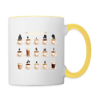 Die leckere Welt des Kaffee - Kaffee - Tasse zweifarbig - Weiß/Gelb - Rechts