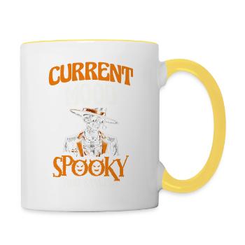 Aktuelle Stimmung Gruselig Und Stilvoll, Halloween - Tasse zweifarbig - Weiß/Gelb - Rechts