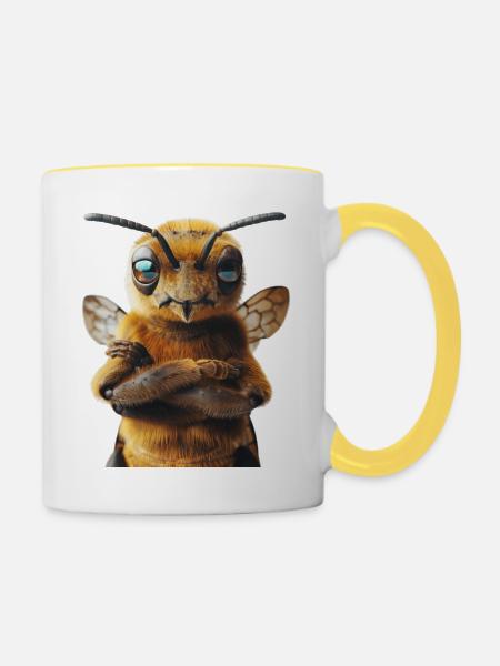 Biene - Tasse zweifarbig - Weiß/Gelb
