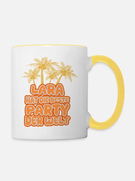 Urlaub Lara - Tasse zweifarbig - Weiß/Gelb