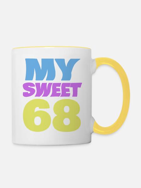 Alter 68 - Tasse zweifarbig - Weiß/Gelb
