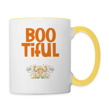 Boo-tiful Entraînements Bonbons, Friandises de fitness - Mug contrasté - blanc/jaune - Droite