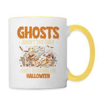 Halloween isn't just ghosts, cardio - Contrasting Mug - white/yellow - Right