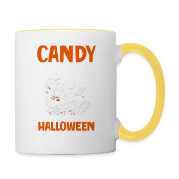 Candy Collecting: the ultimate Halloween workout - Contrasting Mug - white/yellow - Right