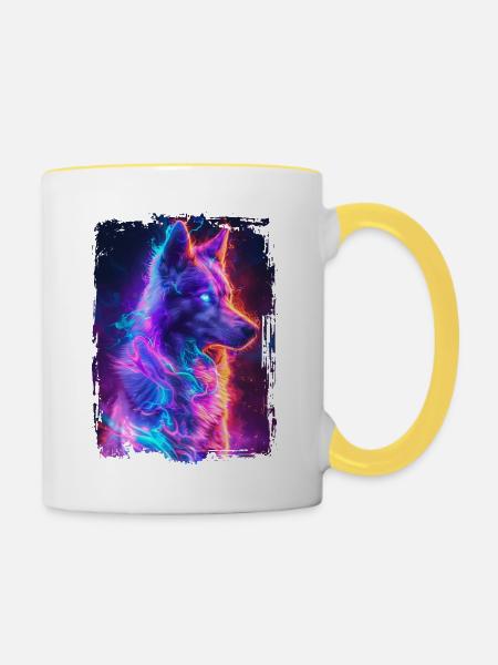 Hund - Tasse zweifarbig - Weiß/Gelb