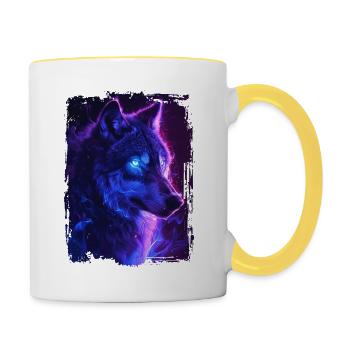 Loup - Mug contrasté - blanc/jaune - Droite