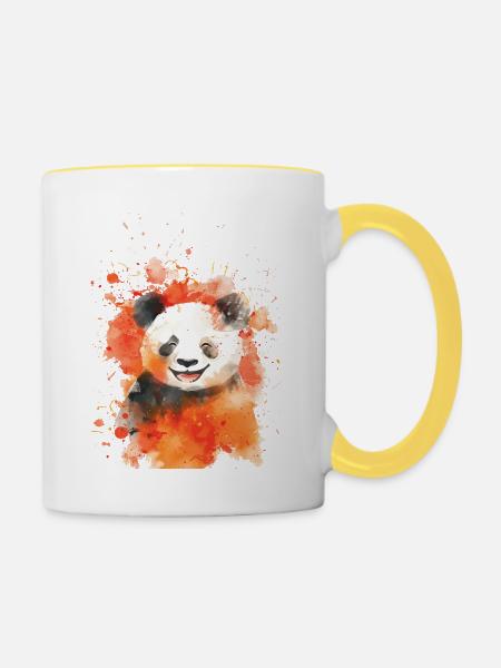 Panda - Tasse zweifarbig - Weiß/Gelb