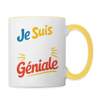 Je suis une maîtresse trop géniale - Mug contrasté - blanc/jaune - Droite