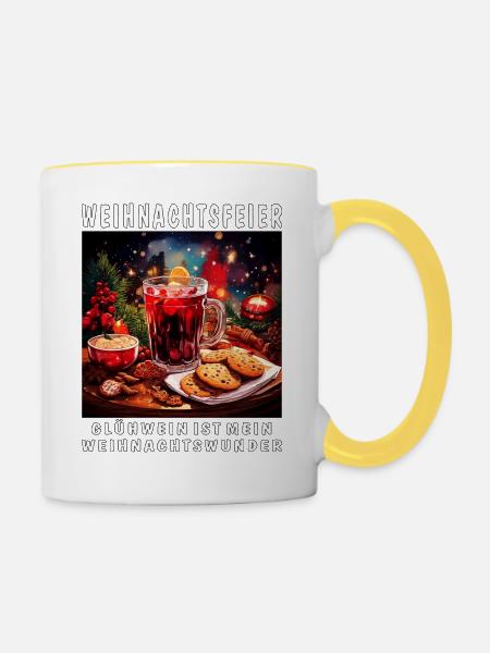 WEIHNACHTSFEIER GLÜHWEIN - Tasse zweifarbig - Weiß/Gelb