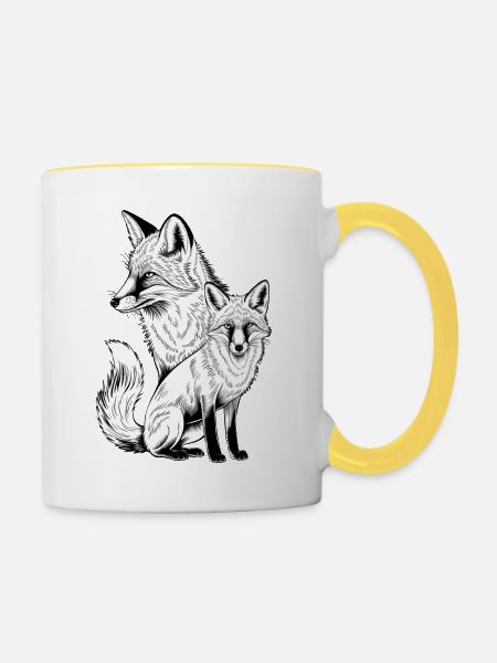 Fuchs - Tasse zweifarbig - Weiß/Gelb