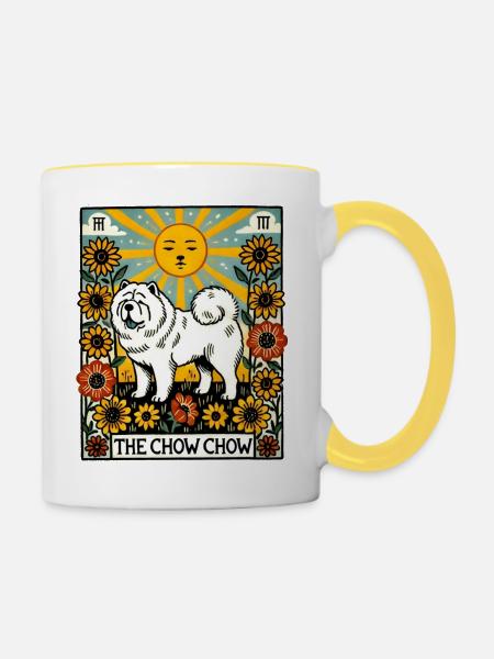 Die Chow Chow Dog Tarotkarte - Tasse zweifarbig - Weiß/Gelb