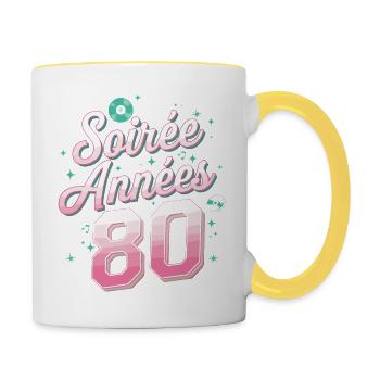 Soirée Année 80 - Mug contrasté - blanc/jaune - Droite