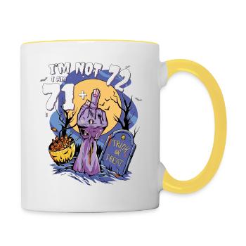 72. Geburtstag Zombie - 71 + Zombie Finger für - Tasse zweifarbig - Weiß/Gelb - Rechts