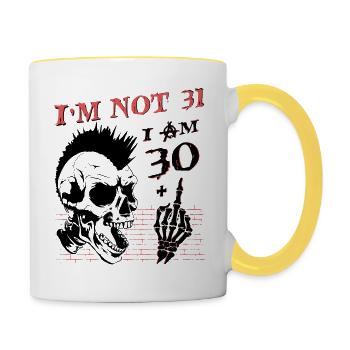I Am 30 Plus Middle Finger - 31st Birthday - Contrasting Mug - white/yellow - Right